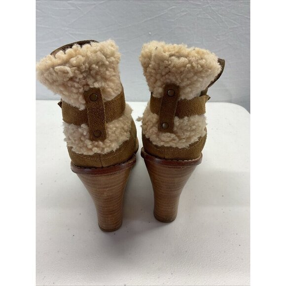 UGG Australia Anais Boots Womens 8.5 Chestnut Brown Suede Wedge Heel - Picture 3 of 11